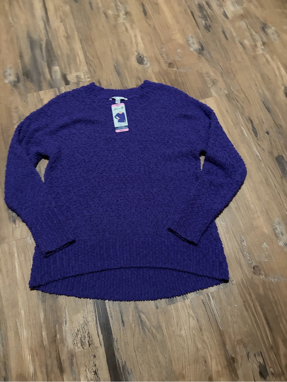 Seven7 Purple Bouclé Crew Neck Sweater